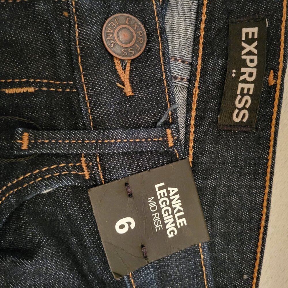 Express Jeans Ankle Legging Dark Blue Denim 6 NWT - Picture 6 of 11